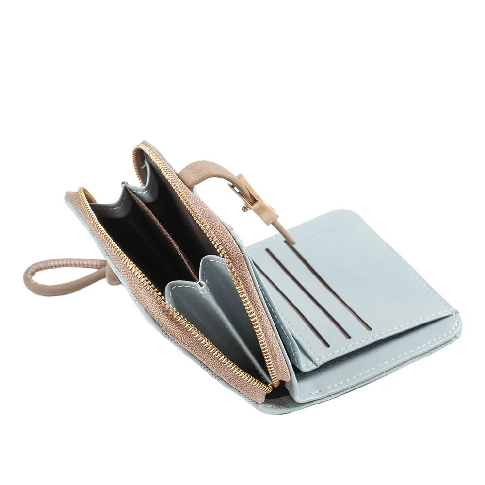 Stylish Zipped Bi Fold Purse - PRETT43005 / 329 388 - Blue-Beige - Image 5