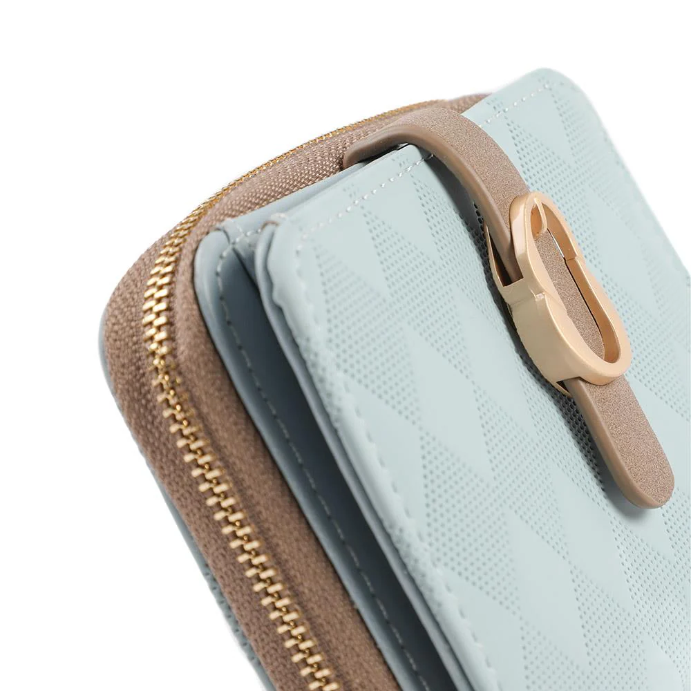 Stylish Zipped Bi Fold Purse - PRETT43005 / 329 388 - Blue-Beige - Image 6