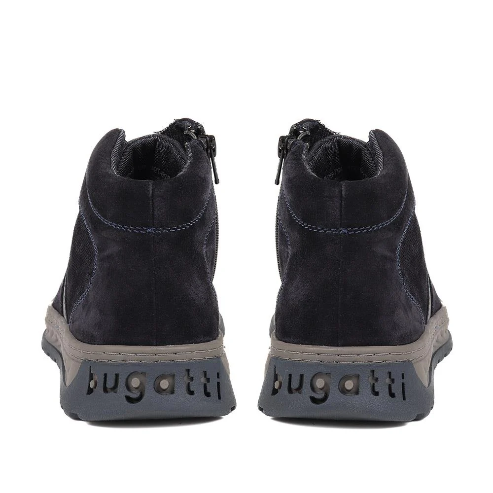 Suede Lace-Up Ankle Boots - BUG38504 / 324 037 - Navy Suede - Image 3