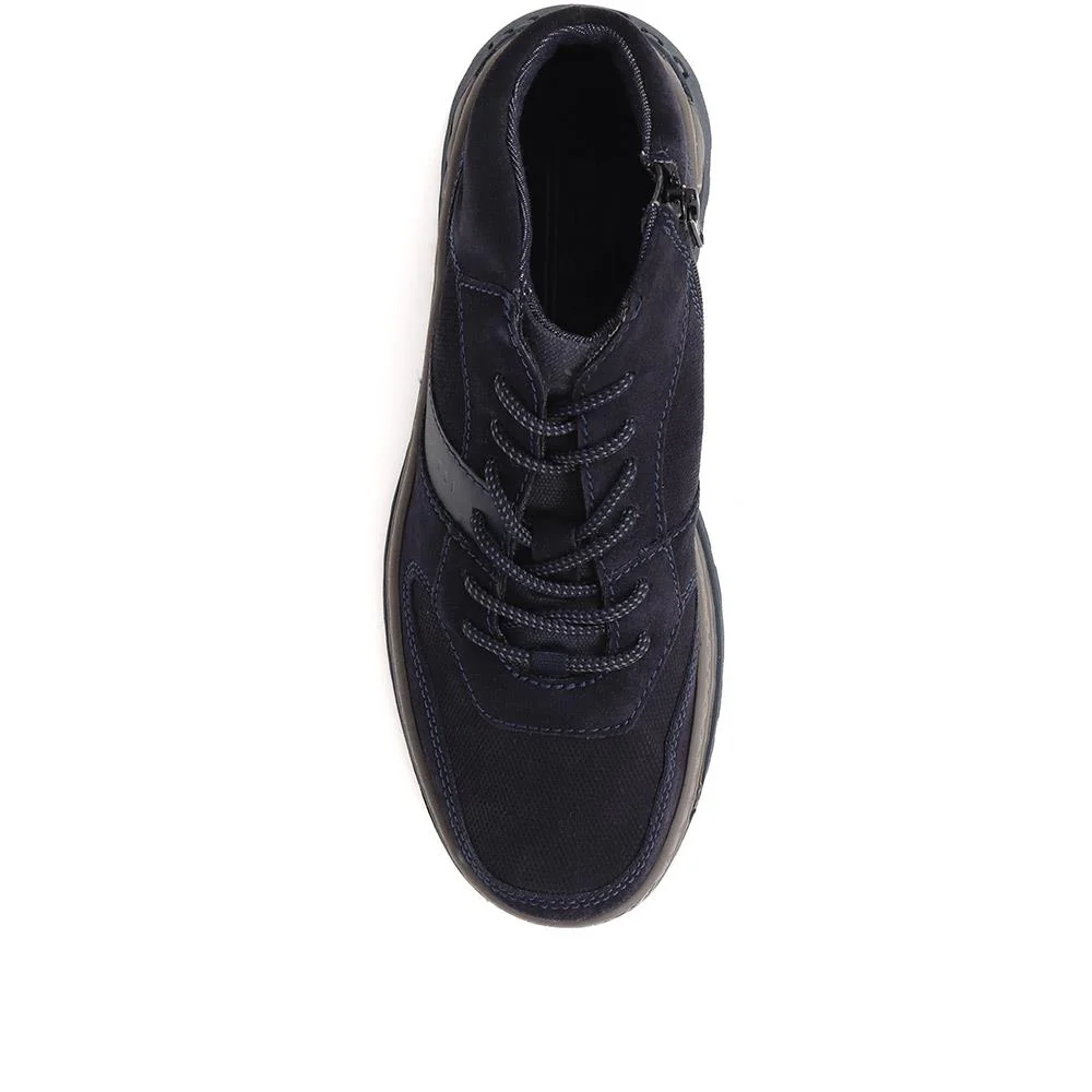 Suede Lace-Up Ankle Boots - BUG38504 / 324 037 - Navy Suede - Image 5