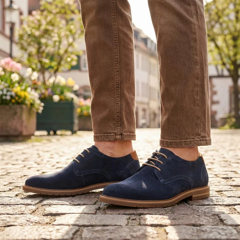 Suede Leather Lace-Up Shoes - ITAR41002 / 327 176 - Navy - Image 2