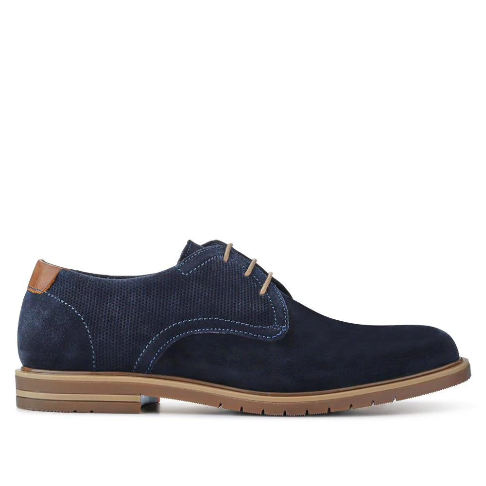 Suede Leather Lace-Up Shoes - ITAR41002 / 327 176 - Navy - Image 3