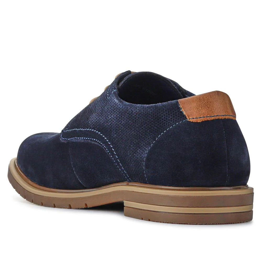 Suede Leather Lace-Up Shoes - ITAR41002 / 327 176 - Navy - Image 4