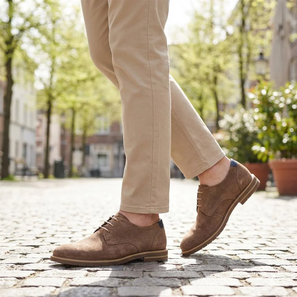 Suede Leather Lace-Up Shoes - ITAR41002 / 327 176 - Taupe - Image 2