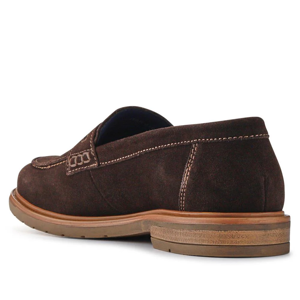 Suede Leather Penny Loafers - ITAR41012 / 327 506 - Brown - Image 3