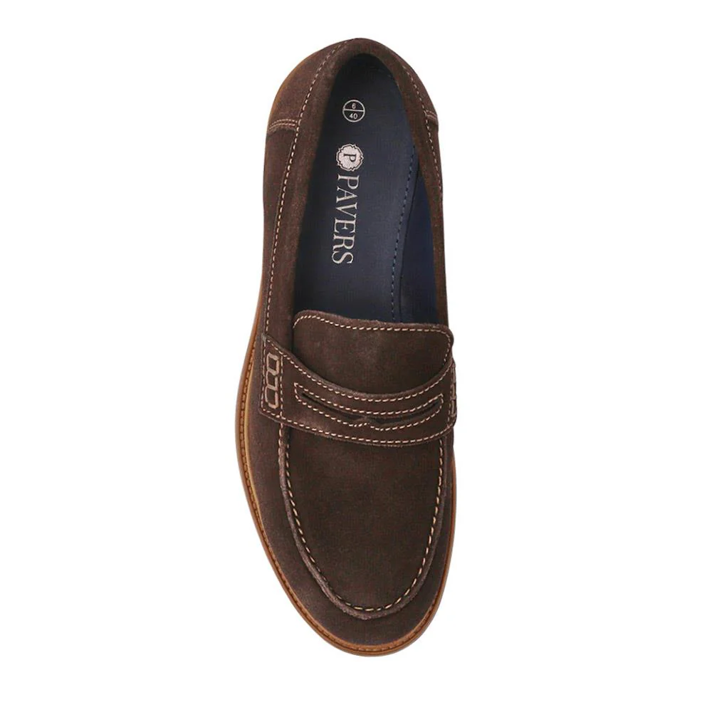 Suede Leather Penny Loafers - ITAR41012 / 327 506 - Brown - Image 4