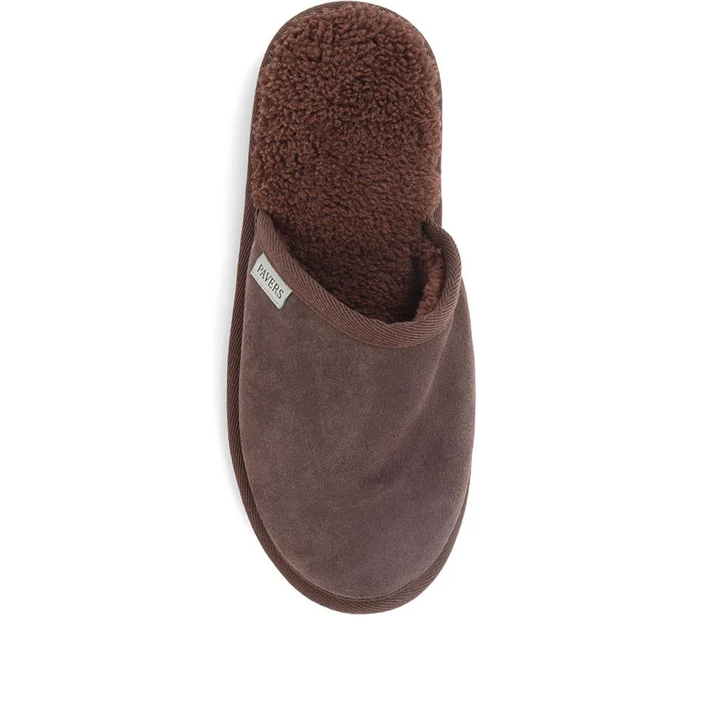 Suede Slippers - QING36023 / 322 518 - Brown - Image 4