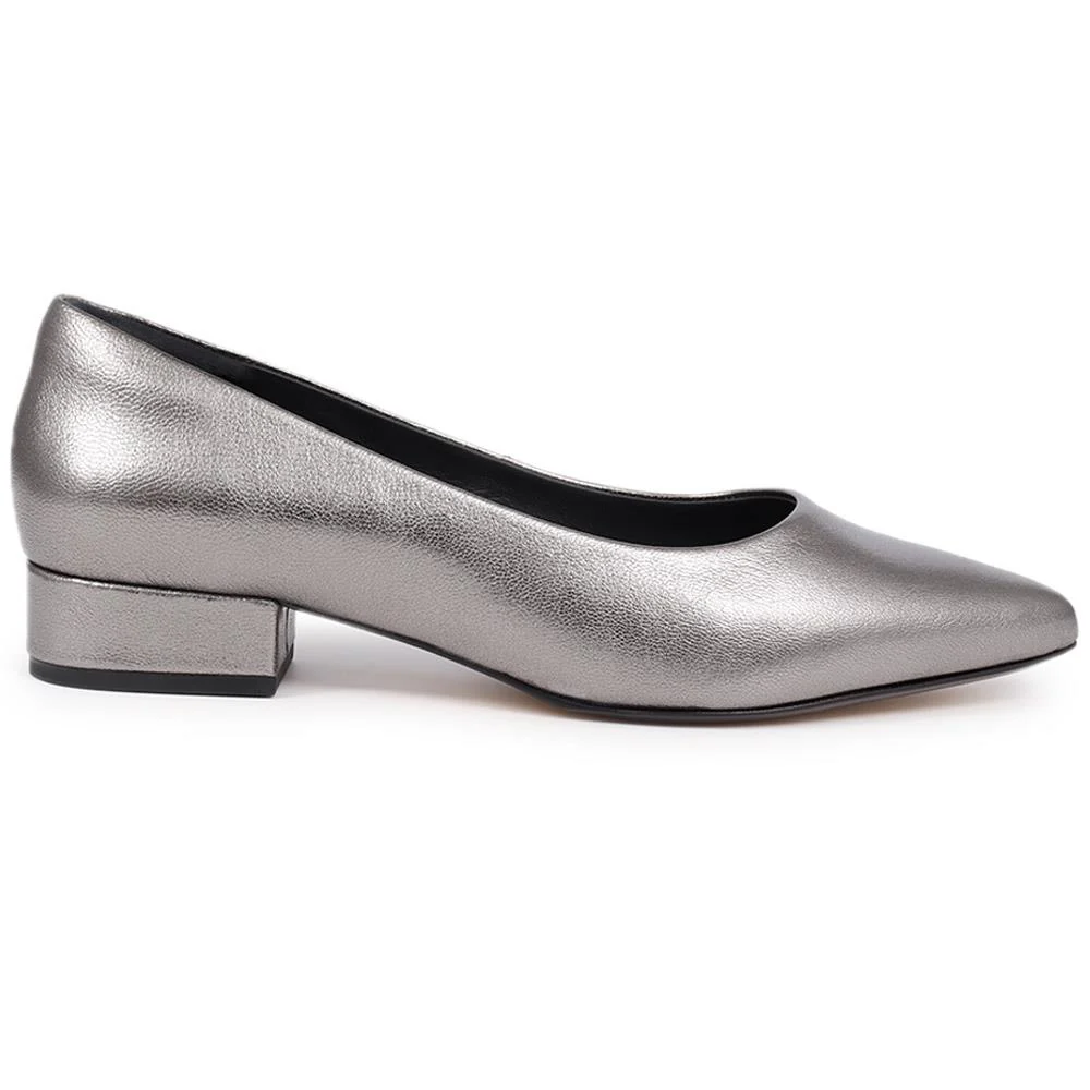 Sunstone Leather Court Shoes - SUNSTONE / 323 599 - Pewter - Image 2