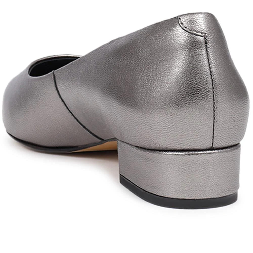 Sunstone Leather Court Shoes - SUNSTONE / 323 599 - Pewter - Image 3
