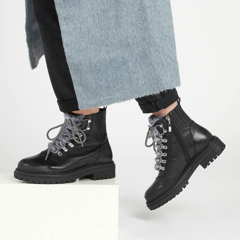 Susanna Leather Hiker Boots - SUSANNA / 322 841 - Black - Image 5