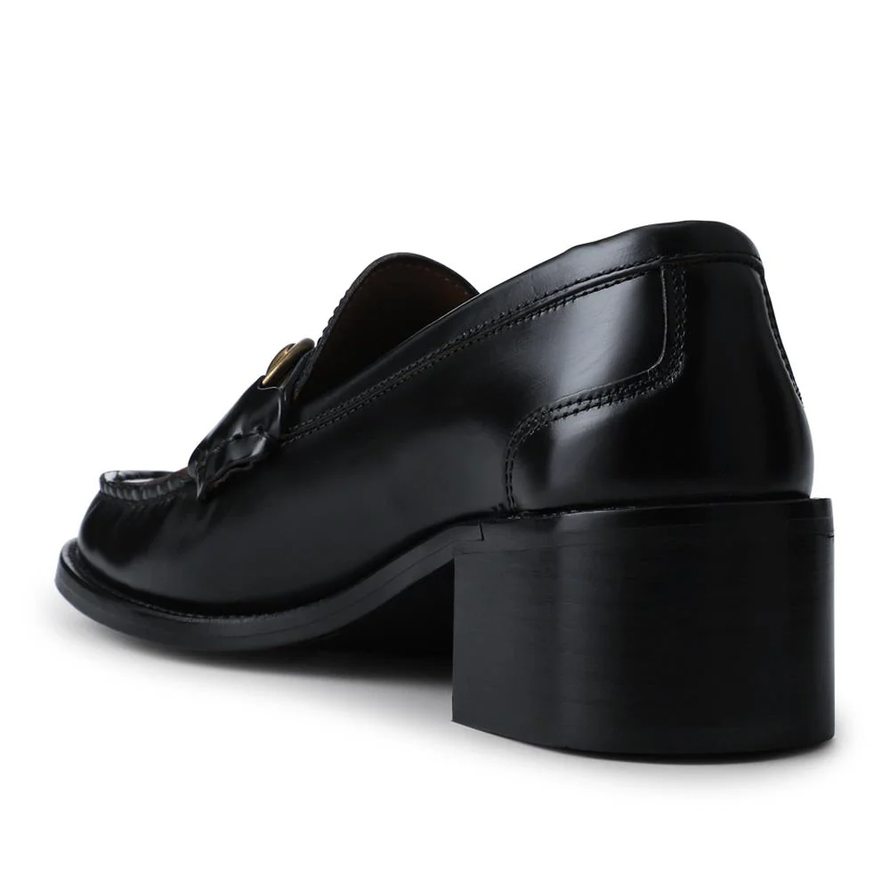 Talitha Leather Heeled Moccasins - TALITHA / 328 354 - Black - Image 3