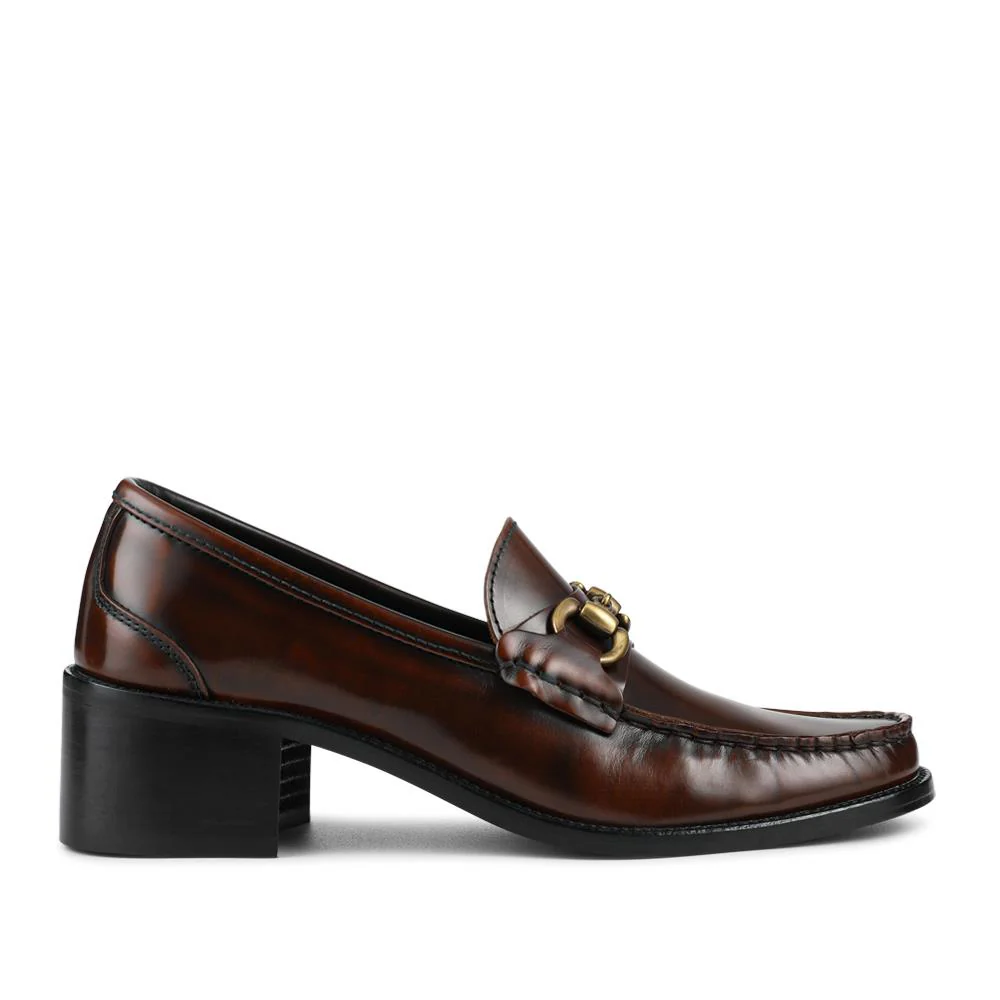 Talitha Leather Heeled Moccasins - TALITHA / 328 354 - Cognac - Image 2