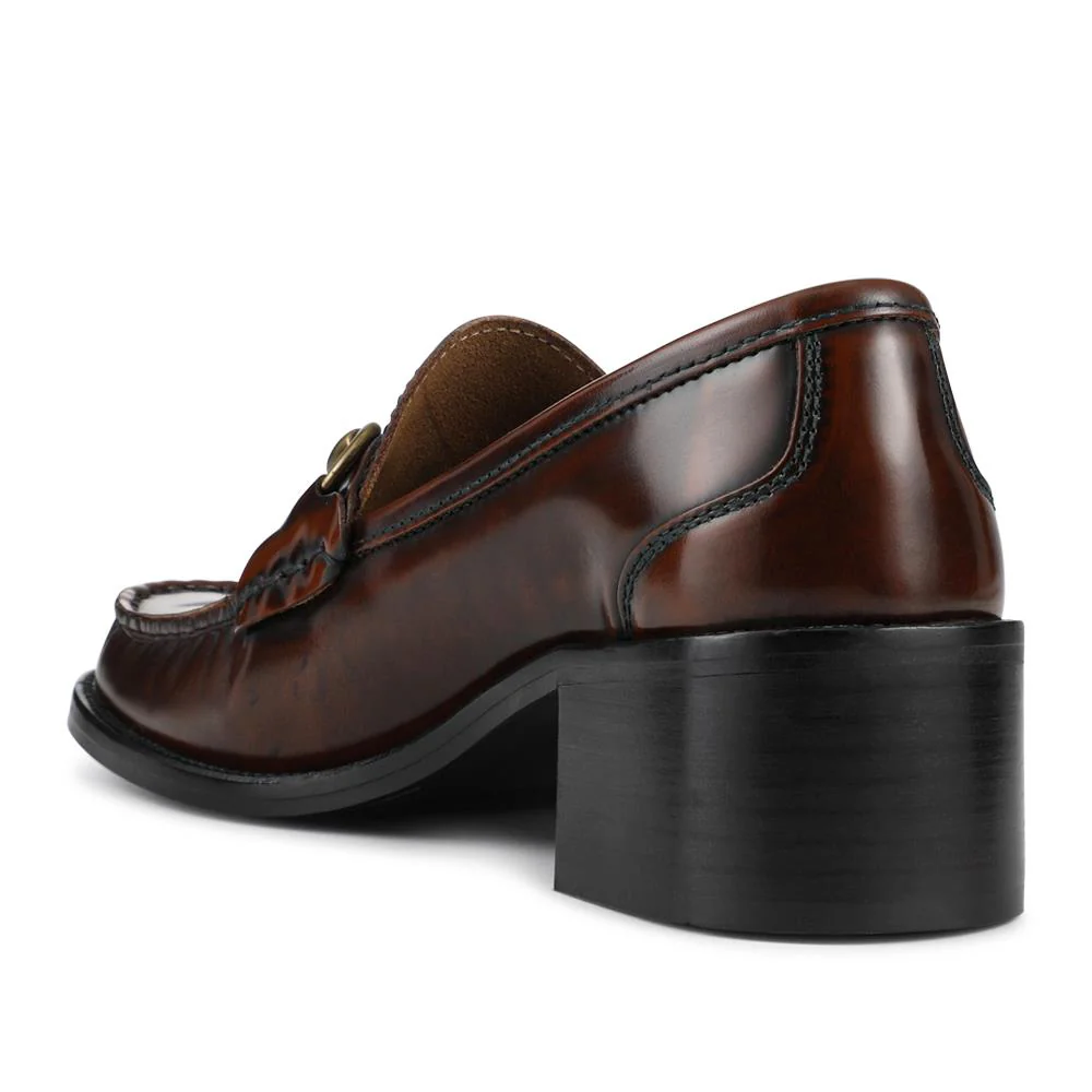 Talitha Leather Heeled Moccasins - TALITHA / 328 354 - Cognac - Image 3