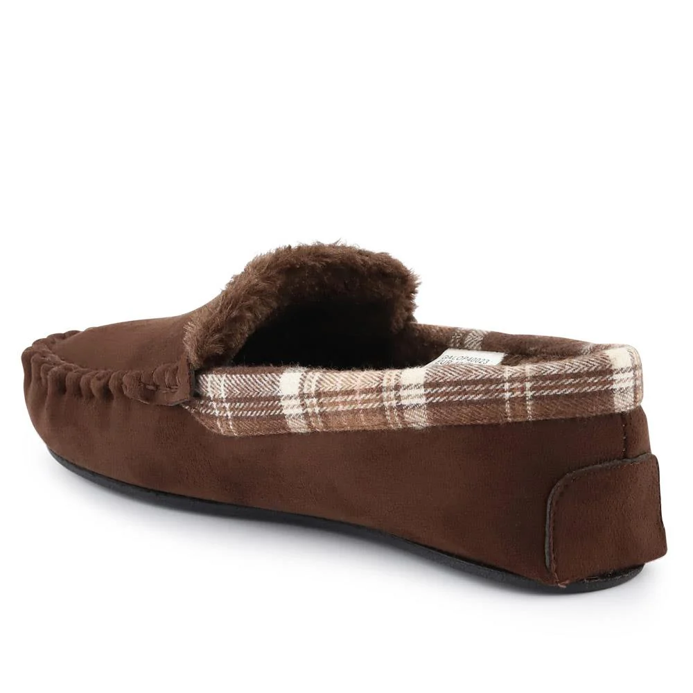 Tartan Cuff Slippers - GALOP40023 / 326 306 - Brown - Image 3