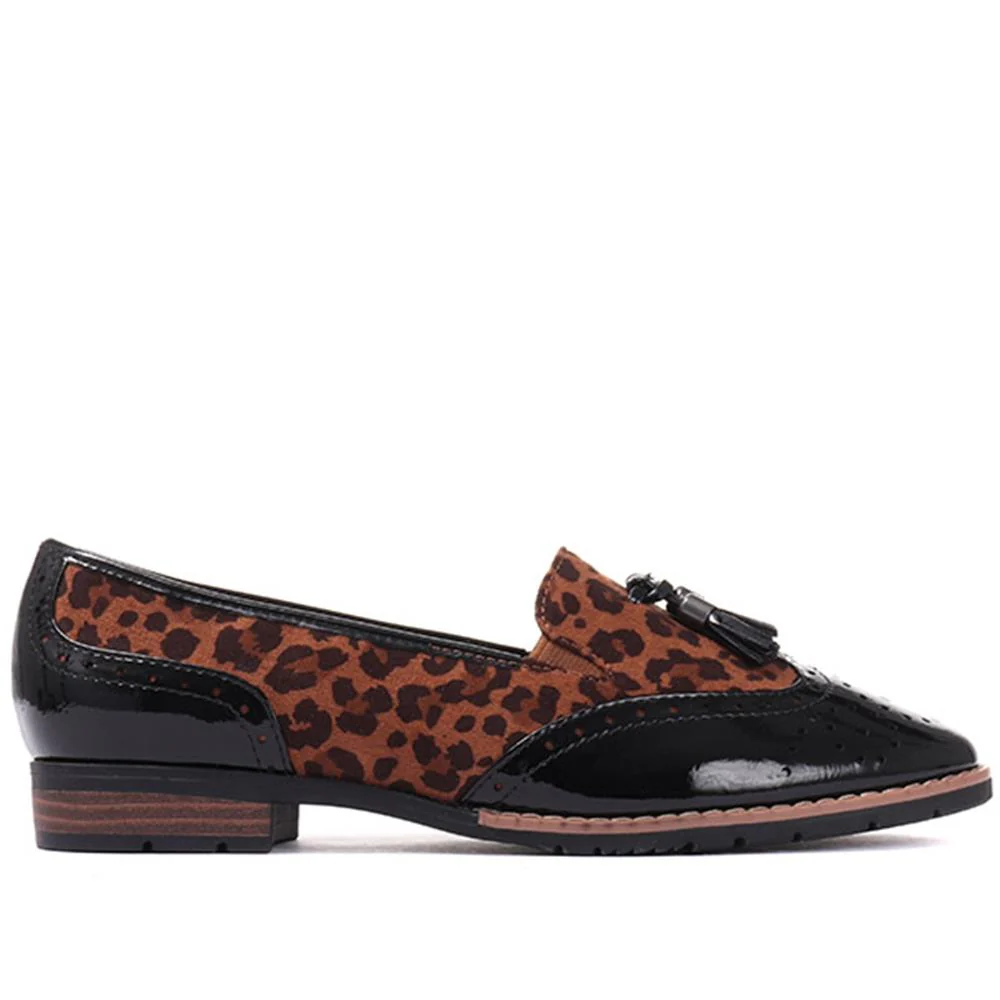Tassel Loafers - JANSP26017 / 310 349 - Black-Leopard - Image 2