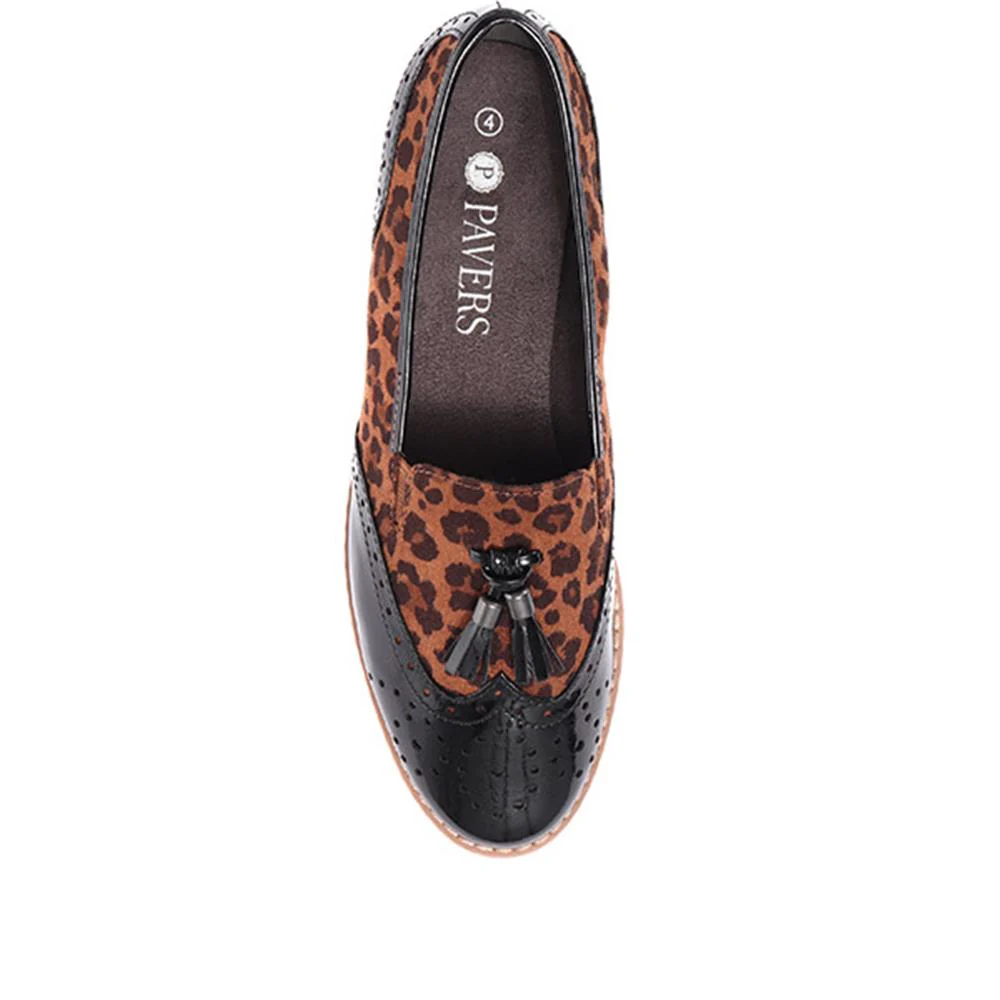 Tassel Loafers - JANSP26017 / 310 349 - Black-Leopard - Image 6