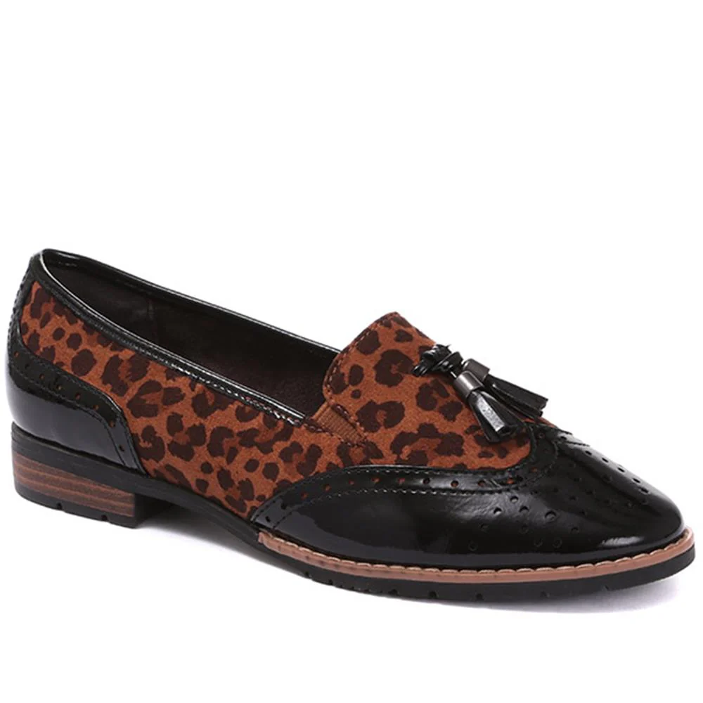 Tassel Loafers - JANSP26017 / 310 349 - Black-Leopard