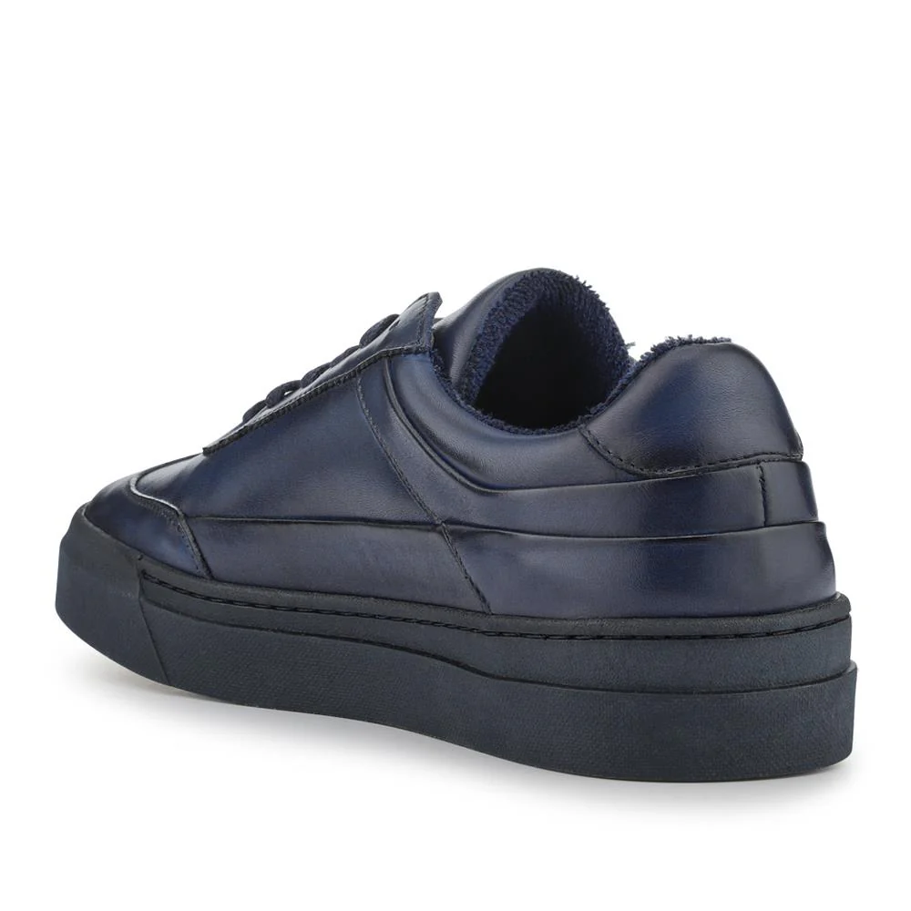 Thorne Leather Lace-Up Trainers - THORNE / 328 499 - Navy - Image 3