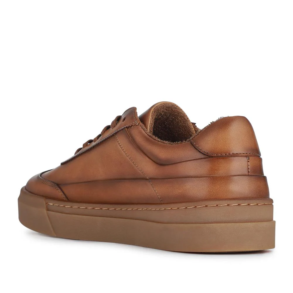 Thorne Leather Lace-Up Trainers - THORNE / 328 499 - Tan - Image 3