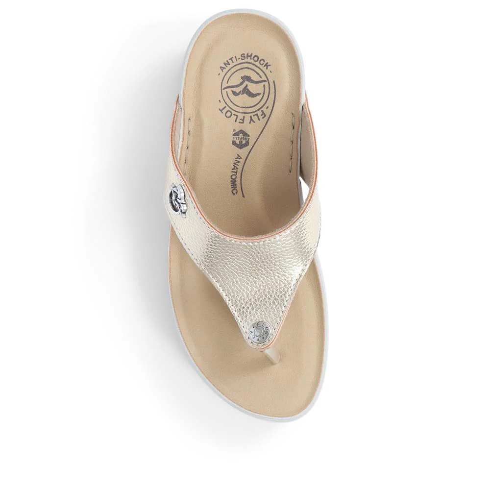FlyFlot Toe Post Platform Sandals - FLY39083 / 324 805 - Gold - Image 5