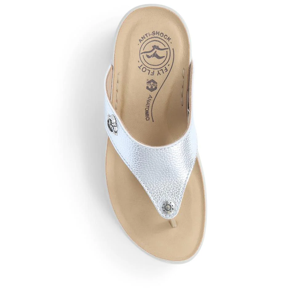 FlyFlot Toe Post Platform Sandals - FLY39083 / 324 805 - Silver - Image 5
