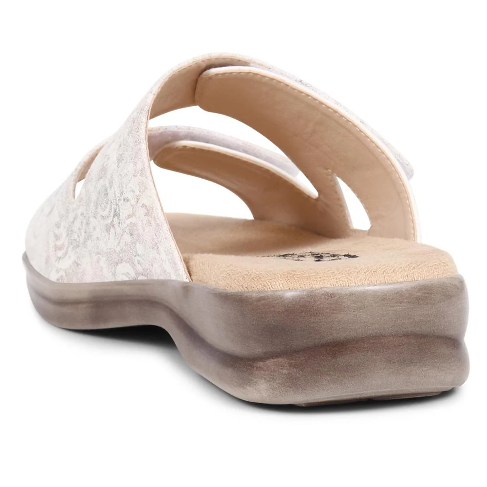 Touch-Fasten Adjustable Mule Sandals  - LIZ / 325 646 - White-Silver - Image 3