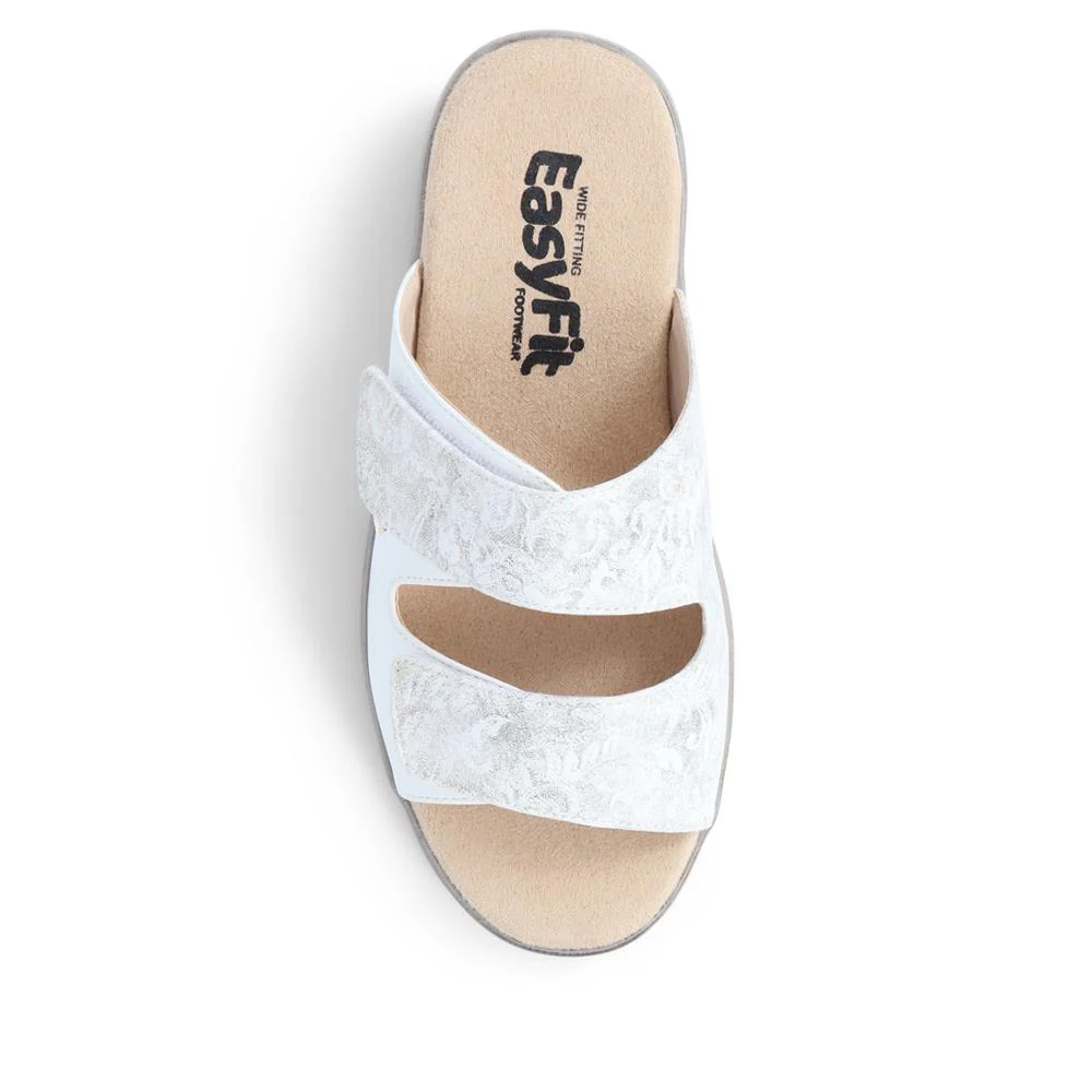 Touch-Fasten Adjustable Mule Sandals  - LIZ / 325 646 - White-Silver - Image 5