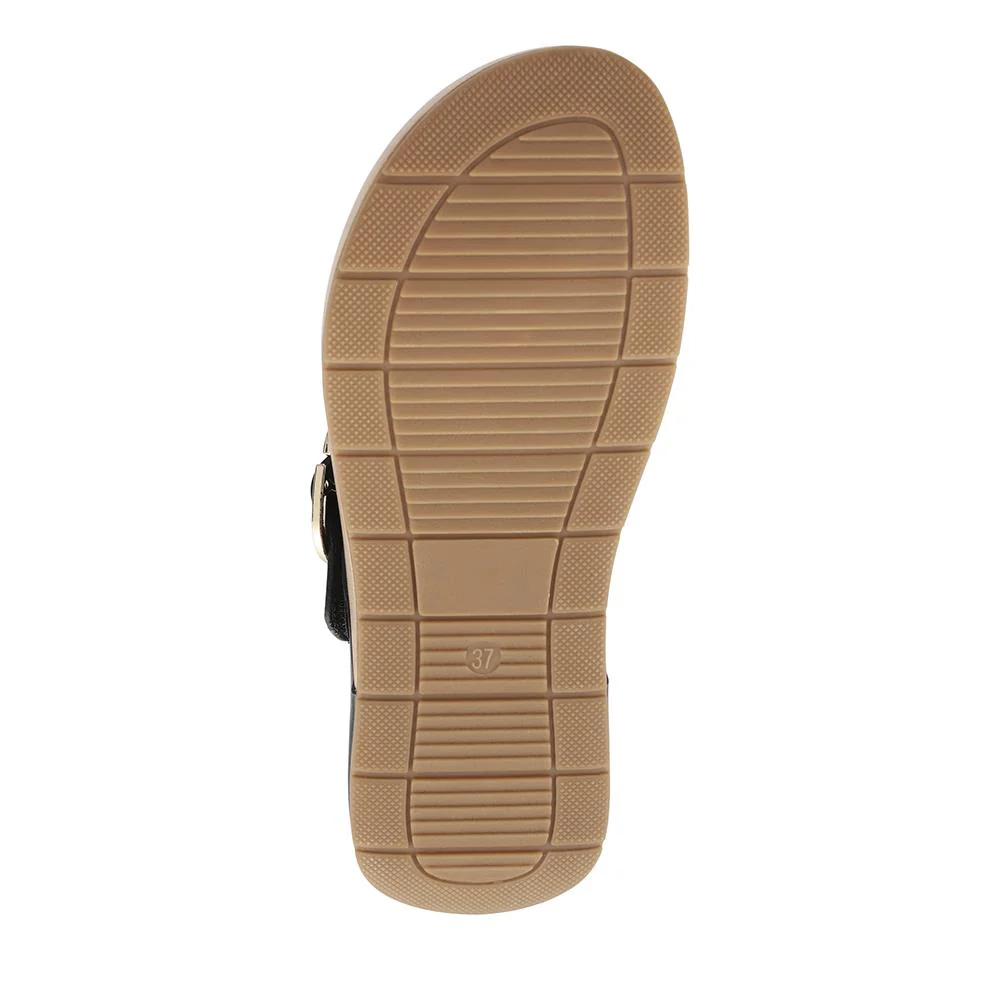 Touch Fasten Buckled Toe Post Sandals - BAIZH41063 / 327 617 - Black - Image 5