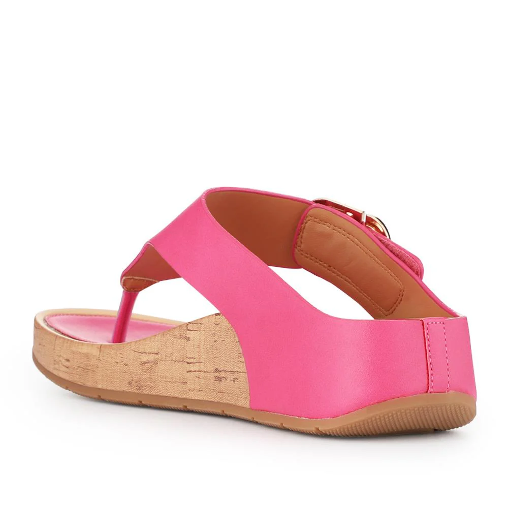 Touch Fasten Buckled Toe Post Sandals - BAIZH41063 / 327 617 - Fuschia - Image 3