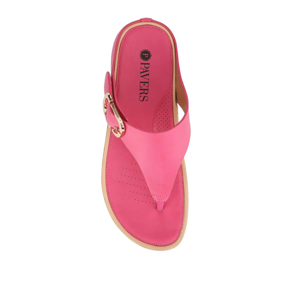 Touch Fasten Buckled Toe Post Sandals - BAIZH41063 / 327 617 - Fuschia - Image 5