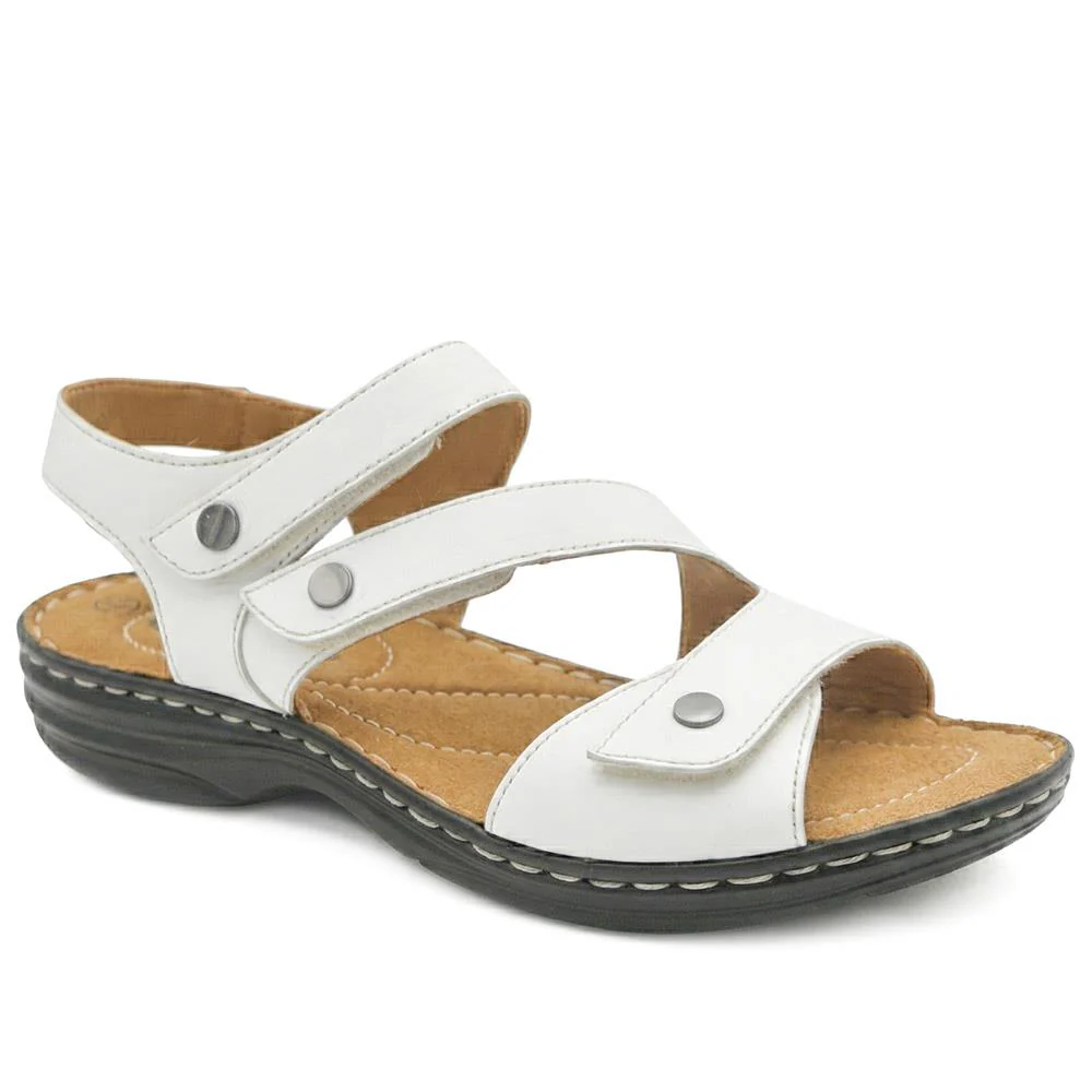 Touch-Fasten Cushioned Leather Sandals - KF41009 / 327 494