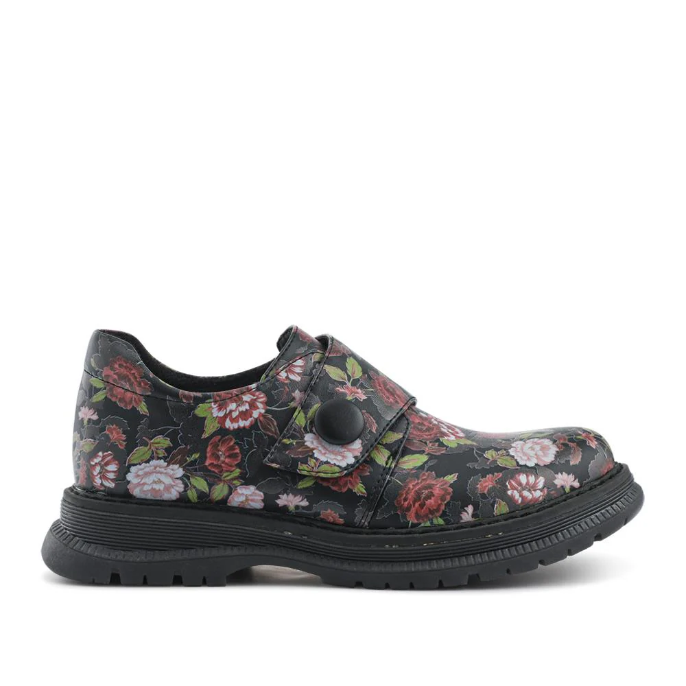 Touch-Fasten Daily Monk Shoes - SHINN42004 / 328 401 - Black Rose Floral - Image 2