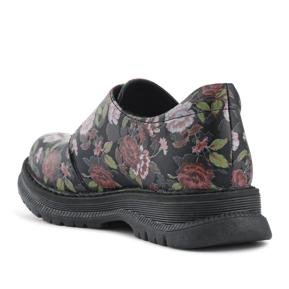 Touch-Fasten Daily Monk Shoes - SHINN42004 / 328 401 - Black Rose Floral - Image 3