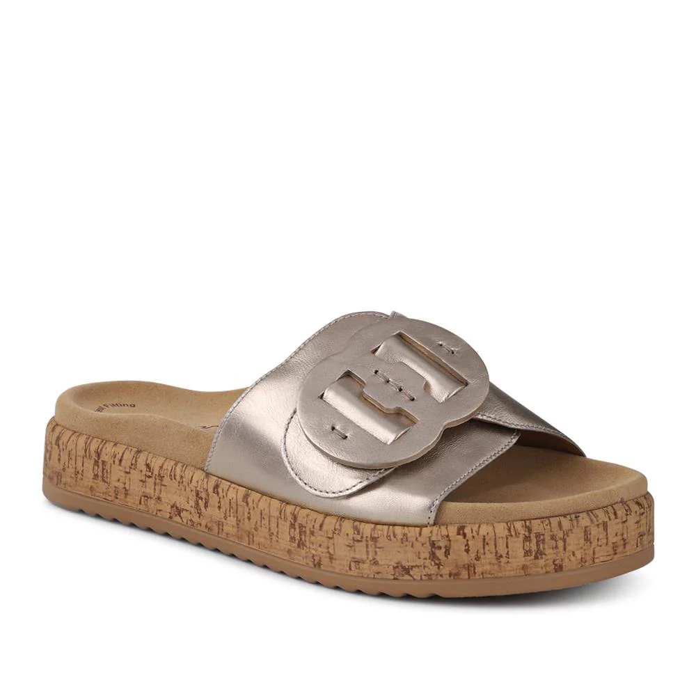 Kirby Gabor Touch Fasten Leather Mule Sandals - GAB41530 / 327 038 - Metallic