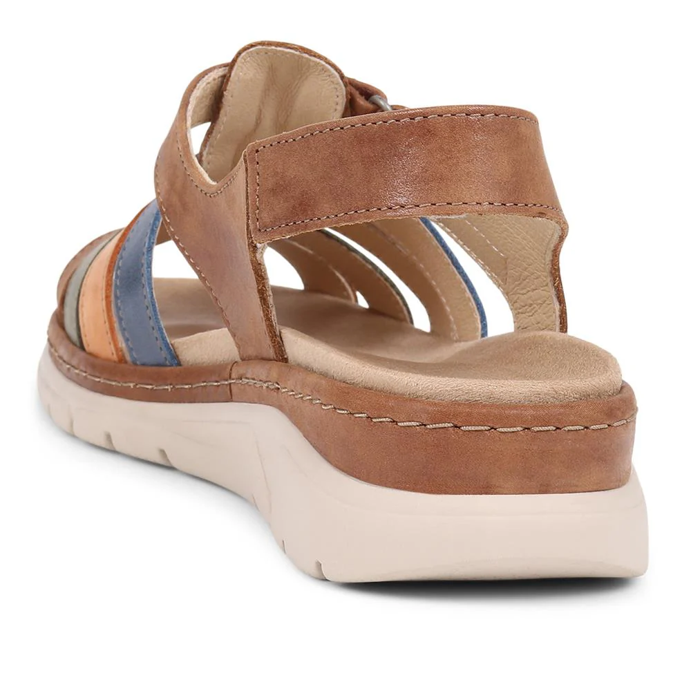 FlyFlot Touch Fasten Leather Sandals - CAL39020 / 325 263 - Tan Multi - Image 4
