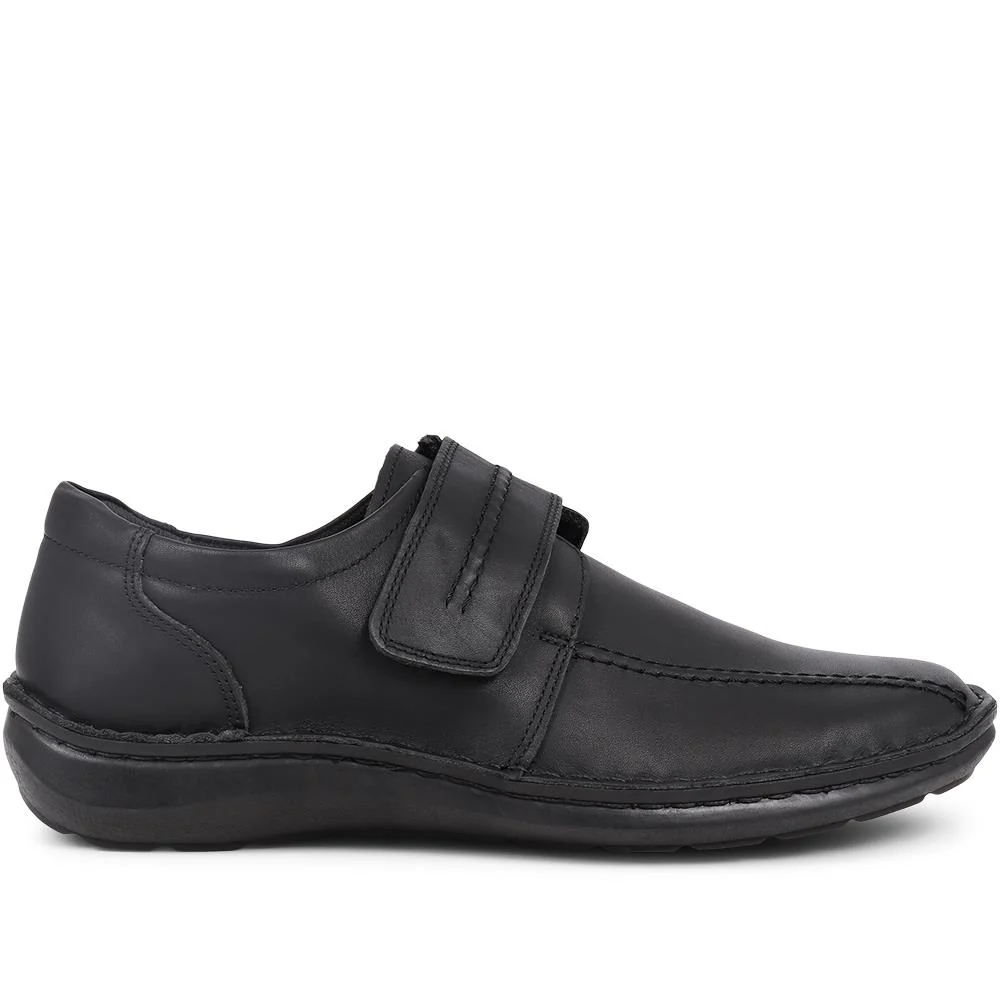Touch-Fasten Leather Shoes - HAK26000 / 310 502 - Black - Image 2