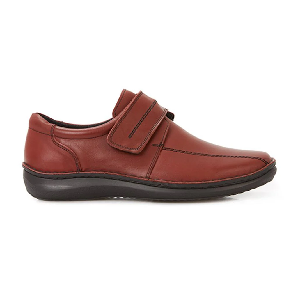 Touch-Fasten Leather Shoes - HAK26000 / 310 502 - Bordeaux Burnished - Image 2