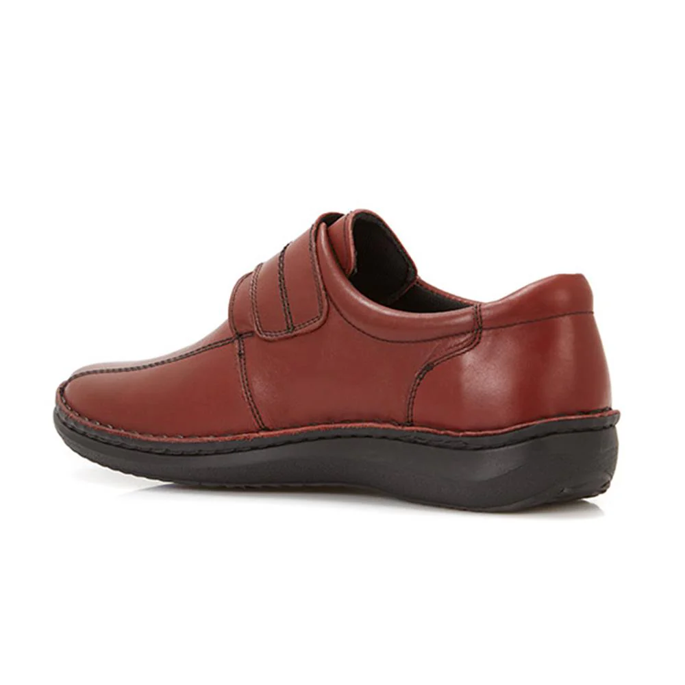 Touch-Fasten Leather Shoes - HAK26000 / 310 502 - Bordeaux Burnished - Image 3