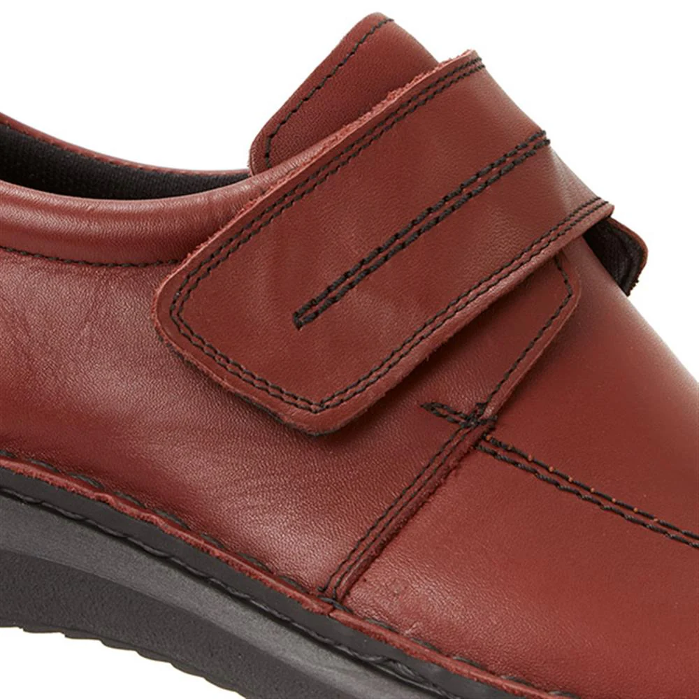 Touch-Fasten Leather Shoes - HAK26000 / 310 502 - Bordeaux Burnished - Image 4