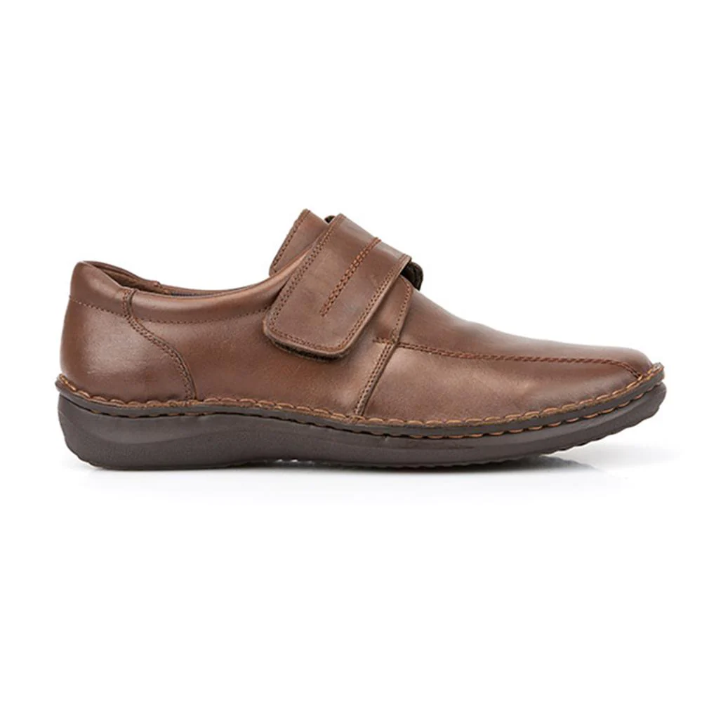 Touch-Fasten Leather Shoes - HAK26000 / 310 502 - Brown - Image 2