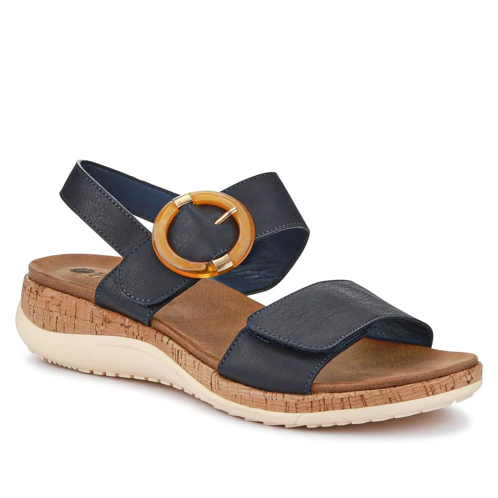 Adjustable Buckle Slingback Comfort Sandals - BAIZH39003 / 325 100 - Navy