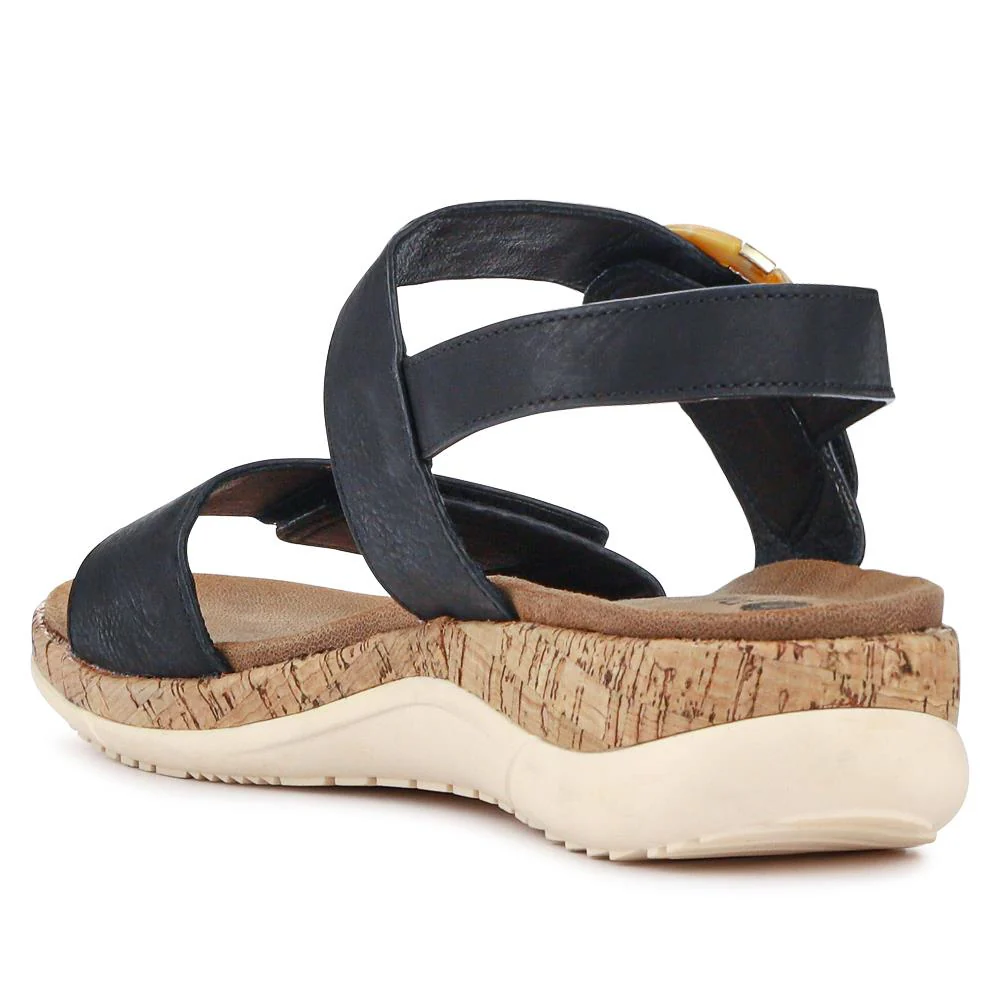 Adjustable Buckle Slingback Comfort Sandals - BAIZH39003 / 325 100 - Black - Image 3