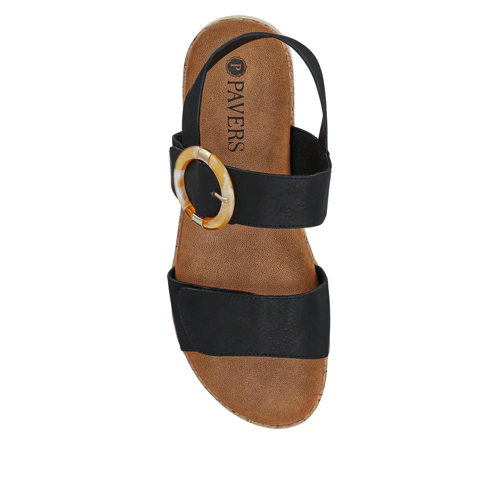 Adjustable Buckle Slingback Comfort Sandals - BAIZH39003 / 325 100 - Black - Image 4
