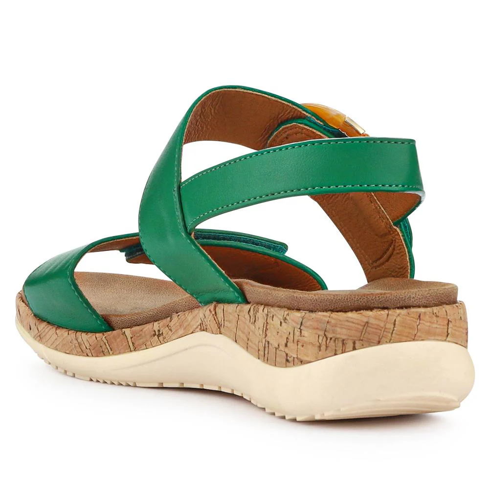 Adjustable Buckle Slingback Comfort Sandals - BAIZH39003 / 325 100 - Green - Image 3