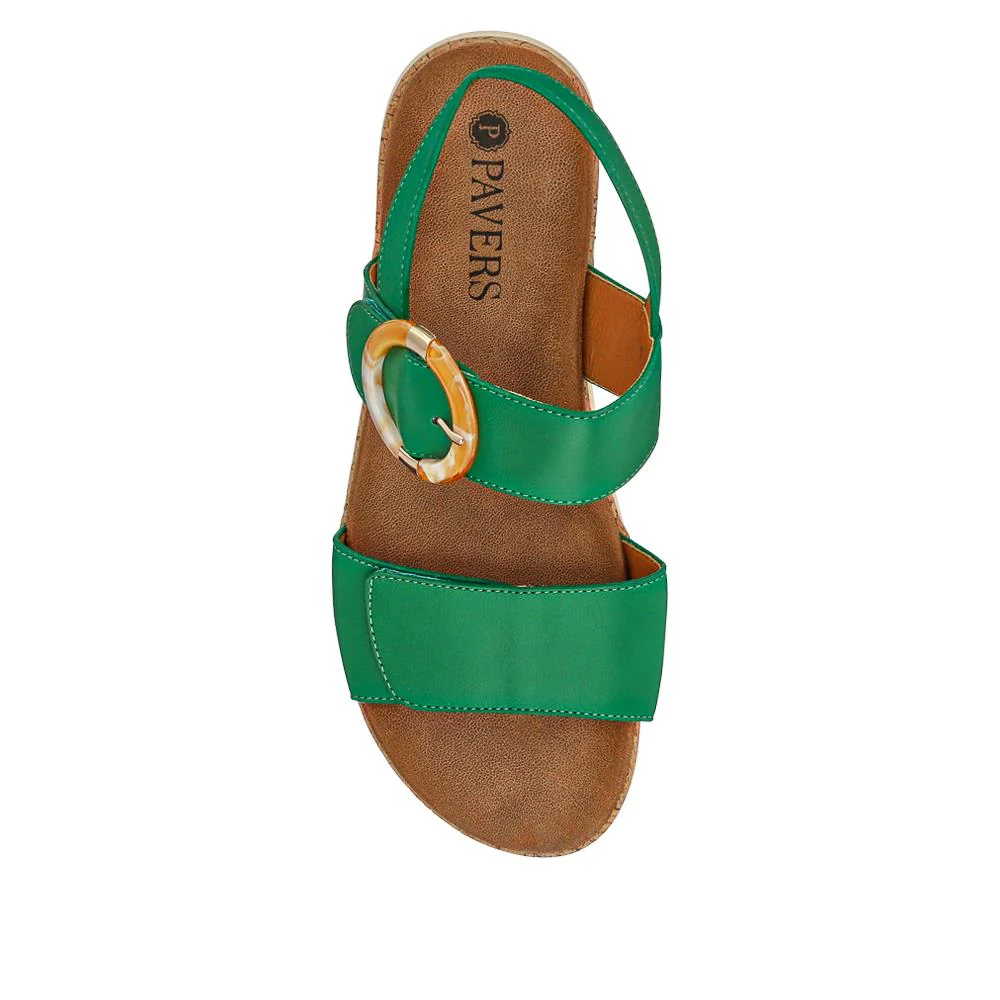 Adjustable Buckle Slingback Comfort Sandals - BAIZH39003 / 325 100 - Green - Image 4