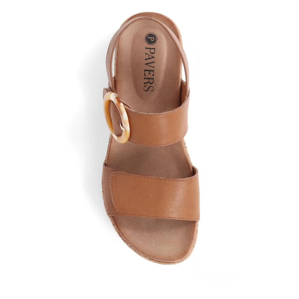 Adjustable Buckle Slingback Comfort Sandals - BAIZH39003 / 325 100 - Tan - Image 6