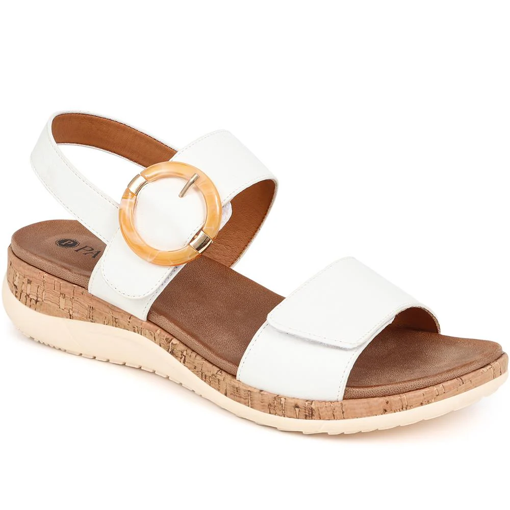 Adjustable Buckle Slingback Comfort Sandals - BAIZH39003 / 325 100 - White