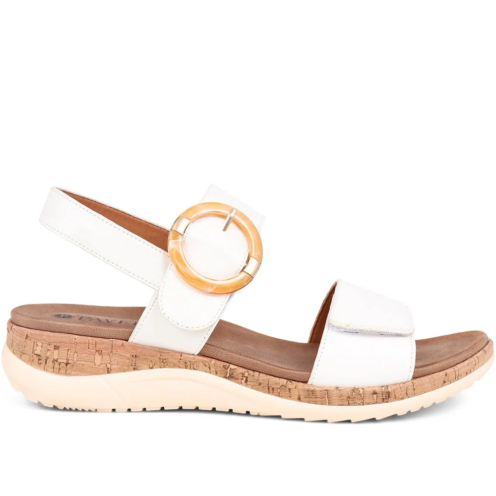 Adjustable Buckle Slingback Comfort Sandals - BAIZH39003 / 325 100 - White - Image 2