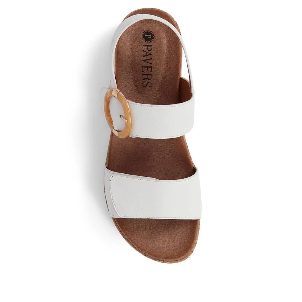 Adjustable Buckle Slingback Comfort Sandals - BAIZH39003 / 325 100 - White - Image 5