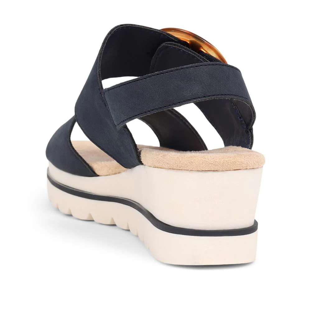 Touch-Fasten Platform Sandals  - WBINS39031 / 325 231 - Navy - Image 3